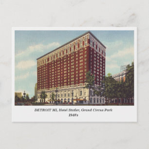 Detroit MI, Hotel Statler, 1940 carte postale vint