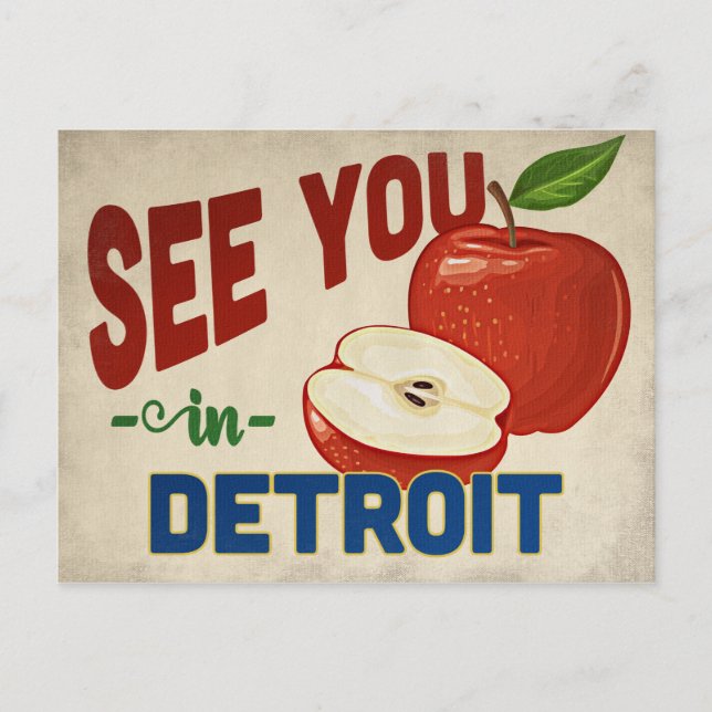 Detroit Michigan Apple - Vintage Travel Postcard (Front)