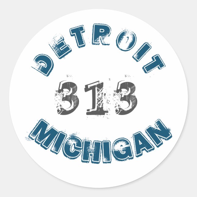 Detroit Michigan Area Code Classic Round Sticker (Front)