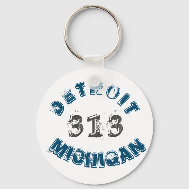 Detroit Michigan Area Code Keychain (Front)