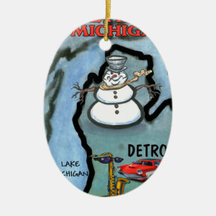 Detroit Michigan Ceramic Ornament