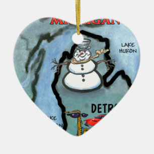Detroit Michigan Ceramic Ornament