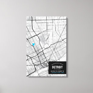 Detroit, Michigan City Map + Mark Your Location Canvas Print