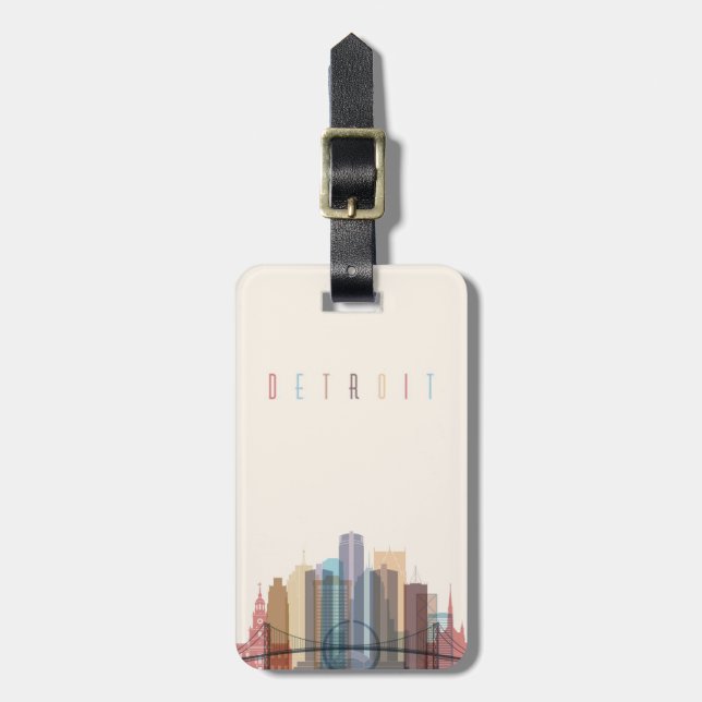 Detroit, Michigan | City Skyline Luggage Tag (Front Vertical)