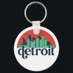 Detroit Michigan City Skyline Retro Cityscape Art Keychain<br><div class="desc">Vintage and retro city design with beautiful skyline, tourist attraction and cityscape art. Cool skyscraper and building silhouette illustration merchandise for tourist and traveller. Perfect as souvenir to bring back home when travelling around the world. Save the memory of your travel and vacation with family and friends. Background colour can...</div>