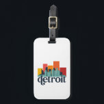 Detroit Michigan City Skyline Retro Cityscape Art Luggage Tag<br><div class="desc">Vintage and retro city design with beautiful skyline, tourist attraction and cityscape art. Cool skyscraper and building silhouette illustration merchandise for tourist and traveller. Perfect as souvenir to bring back home when travelling. Save the memory of your travel and vacation with family and friends. Background colour can be customized to...</div>