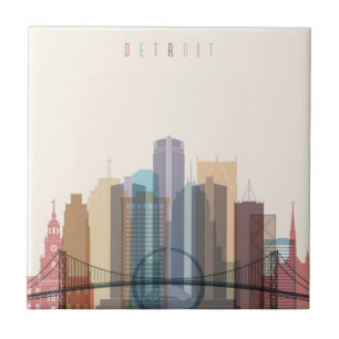 Detroit, Michigan City Skyline Tile