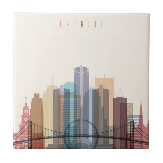 Detroit, Michigan | City Skyline Tile (Front)