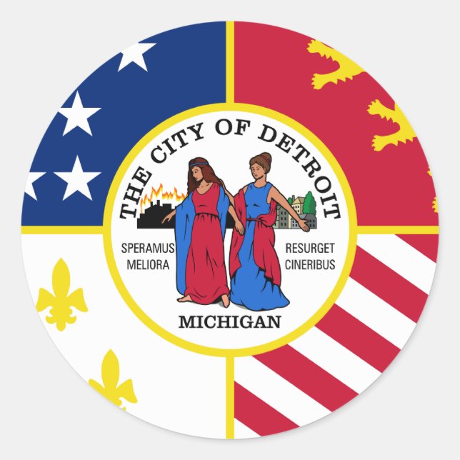 Detroit, Michigan Classic Round Sticker (Front)
