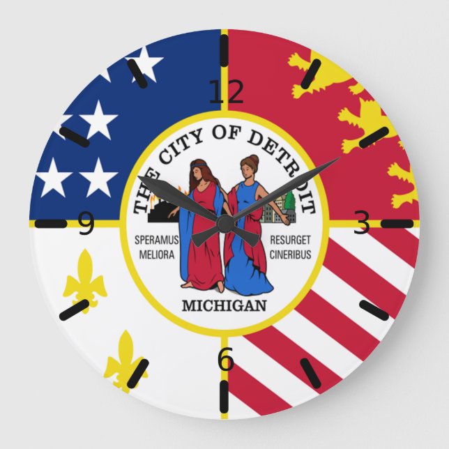 Detroit (Michigan) flag Large Clock (Front)