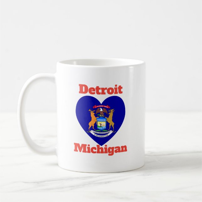 Detroit Michigan Heart Flag  Coffee Mug (Left)