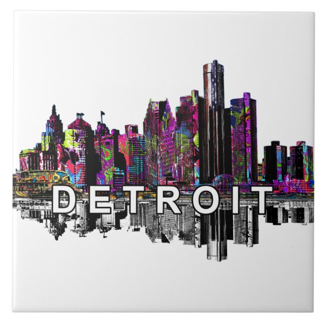 Detroit, Michigan in graffiti Tile (Front)