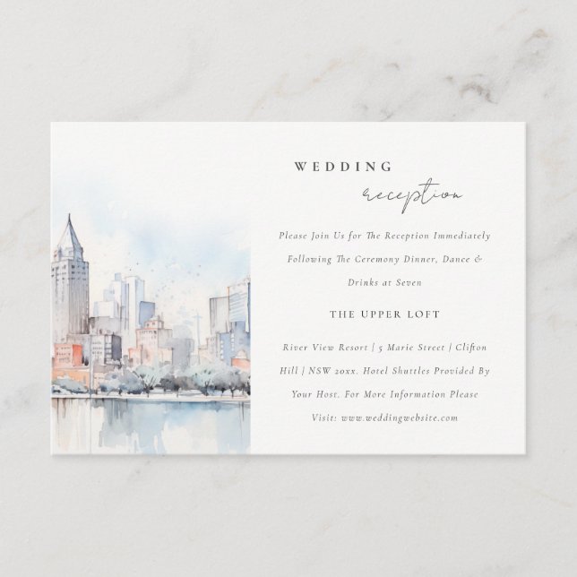 Detroit Michigan Landscape Wedding Reception Enclosure Card (Front)