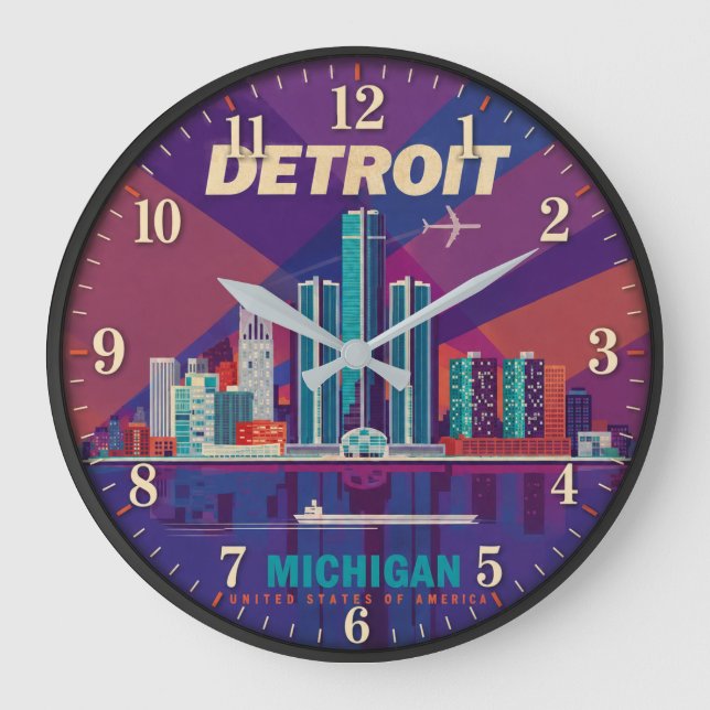  Detroit Michigan Large Clock (Front)