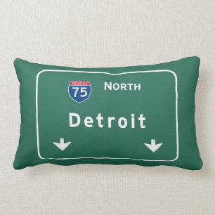 Detroit Michigan mi Interstate Highway Freeway : Lumbar Pillow