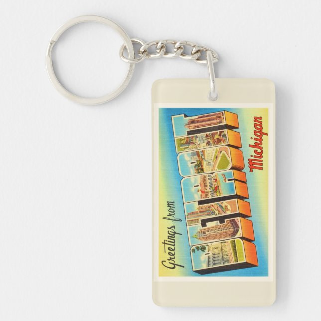 Detroit Michigan MI Old Vintage Travel Souvenir Keychain (Front)