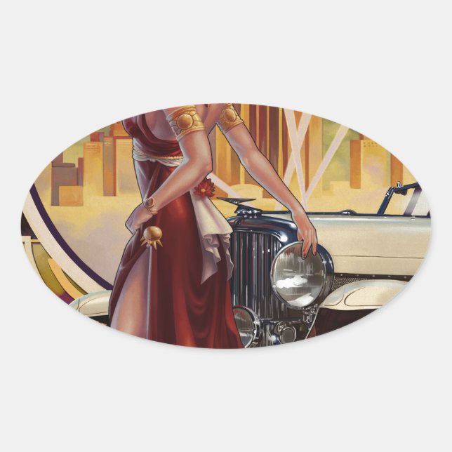 Detroit, Michigan | Motor City Oval Sticker (Front)