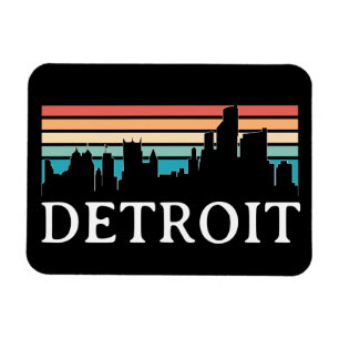 Detroit Michigan Retro Vintage Sunset Skyline Magnet