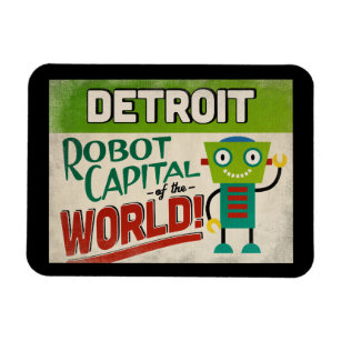 Detroit Michigan Robot - Funny Vintage Magnet
