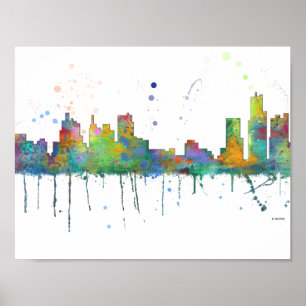 DETROIT, MICHIGAN SKYLINE POSTER