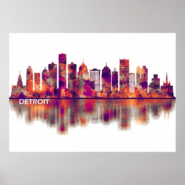 Detroit Michigan Skyline Poster (Front)