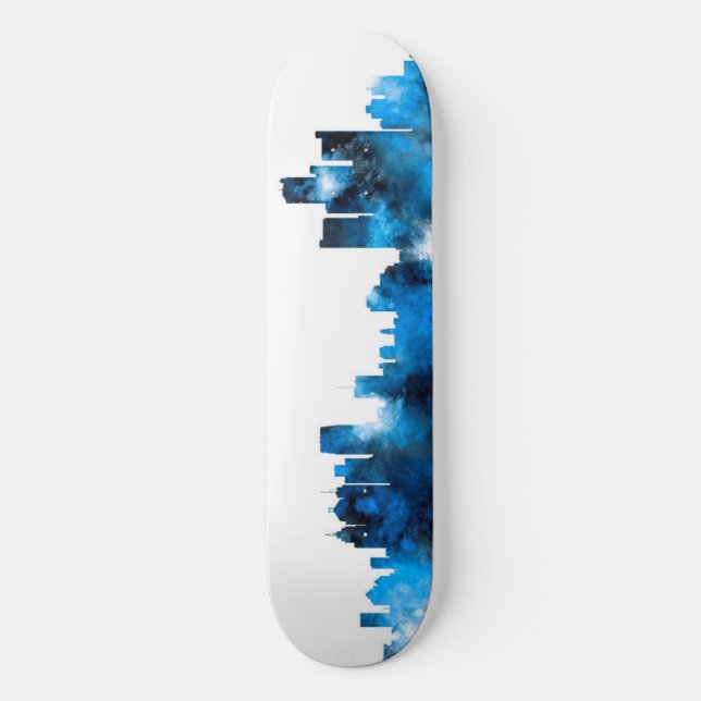 Detroit Michigan Skyline Skateboard (Front)