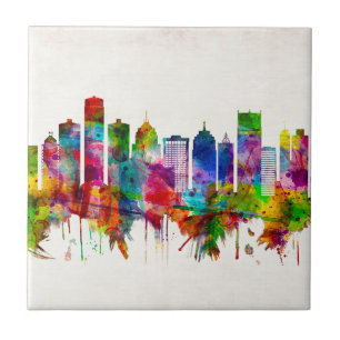 Detroit Michigan Skyline Tile