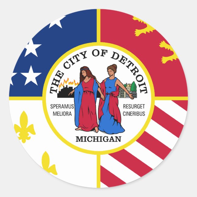 Detroit, Michigan, United States Classic Round Sticker (Front)