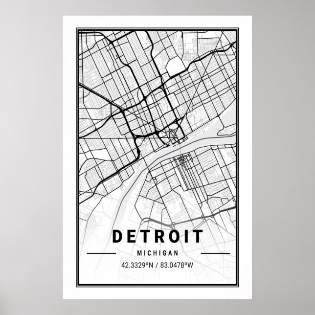 Detroit Michigan USA City Travel City Map Poster (Front)