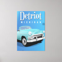 Detroit Michigan USA old Vintage Travel poster
