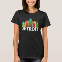 Detroit Michigan USA Skyline Silhouette Outline Sk