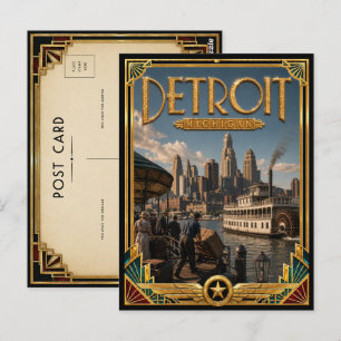 Detroit Michigan Vintage Art Deco Golden Age Postcard
