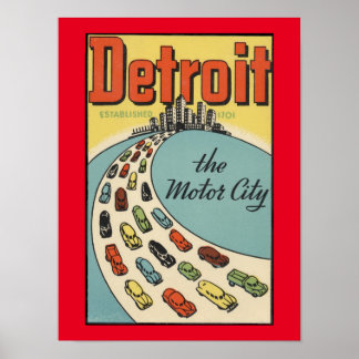 Detroit motor city poster vintage art posters