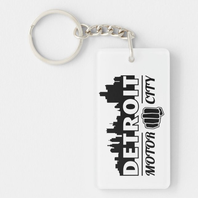 Detroit Motor City Skyline Key Chain (Front)
