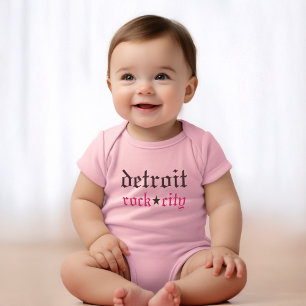 Detroit Rock City Pink Baby Girl Bodysuit