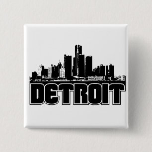 Detroit Skyline 2 Inch Square Button