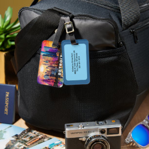 Detroit Skyline Abstract Art Luggage Tag