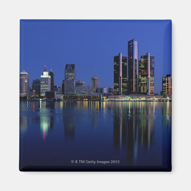 Detroit Skyline at Night Magnet (Front)