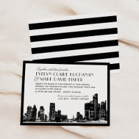 Detroit Skyline Black Art Deco Wedding