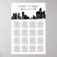 Detroit Skyline Black Art Deco Wedding Seating