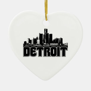 Detroit Skyline Ceramic Ornament