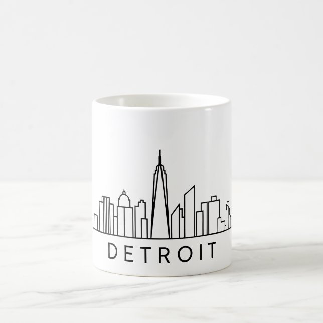 Detroit Skyline – Cityscape Design Coffee Mug (Center)