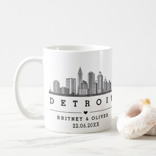 DETROIT Skyline – Custom Wedding favour Coffee Mug