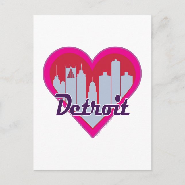 Detroit Skyline Heart Postcard (Front)