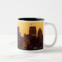 Detroit skyline in colourful sunset