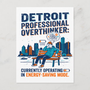 Detroit Skyline Person Resting Energy Saving Mode Postcard