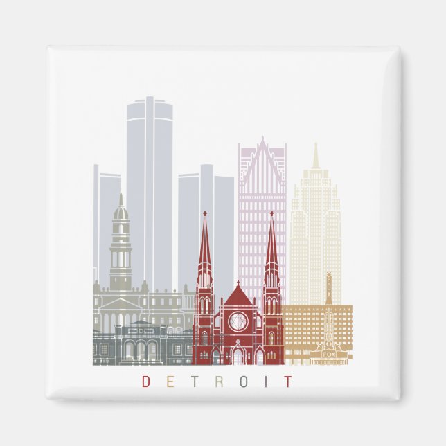 Detroit skyline poster magnet (Front)