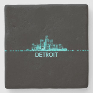 Detroit Skyline Stone Coaster