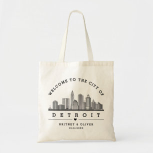 DETROIT Skyline Tote Bag – Custom Wedding favour