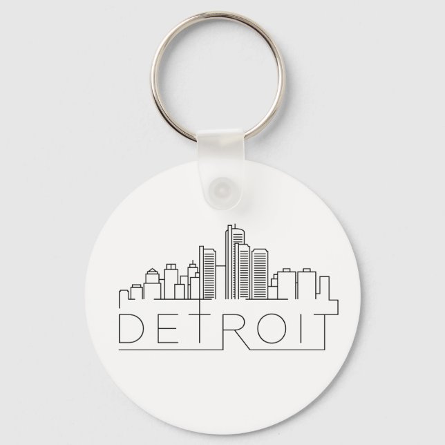 Detroit Stylized Skyline Keychain (Front)